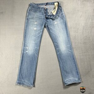 Earnest Sewn Jeans Mens 33x32 Blue Fulton Straight Button Fly Denim‎ USA Made